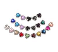 Gogogmee 25pcs Heart-Shaped Rhinestone Buttons for Sewing DIY, Mixed Colors with 12mm Inner Diameter Copper Claw Setting, Clothing and Wedding Dress Embellishment Craft Random Color