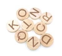 Gogogmee 26pcs Thickened Wooden Alphabet Slices Round Wood Pieces for Crafting and Educational Smooth Surface Natural Wood Rounds for DIY Projects and Party Bags