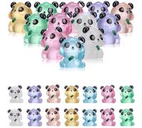 Gogogmee 28Pcs Tiny Panda Figurines Glow Dark Miniature Panda Decors for Micro Landscape Decoration Adorable Ornaments in Purple Blue Pink Green Orange Rose White