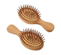 Gogogmee 2pcs Bamboo Anti-static Hair Brush with Ergonomic Scalp Massage Comb for Dandruff Removal and Stimulation Suitable for All Hair Types