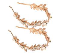 Gogogmee 2pcs Baroque Gold Alloy Leaf Wedding Headband Bridal Hair Accessories for Bride Party Celebration Headdress Elegant Design