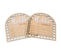 Gogogmee 2pcs Birth Announcement Wooden Sign Welcome Name Sign Cards for Nursery Decor