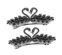 Gogogmee 2Pcs Black Crystal Swan Hair Clips Metal Rhinestone Barrettes Elegant Vintage Headpieces for Women Wedding and Casual Hairstyles