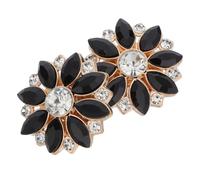 Gogogmee 2pcs Black Sunflower Rhinestone Button Covers Alloy Press-on No-sew Decorative Buttons for Women’s Blouses and Formal Shirts 13.5mm Inner Diameter for Party and Wedding