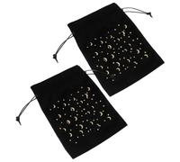 Gogogmee 2pcs Black Velvet Drawstring Tarot Card Storage Pouches Portable Jewelry Organizer Bags with Star Moon Gold Foil Compact Multipurpose Gift and Card Holder