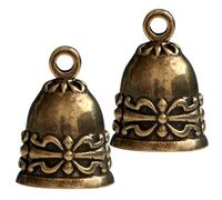 Gogogmee 2pcs Brass Bell Pendant Charm DIY Vintage Style Copper Wind Chime Ornaments for Keychain Bag Craft Accessories