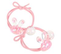Gogogmee 2pcs Bunny Elastic Hair Bands for Gentle Non-damaging Ponytail Holders with Cute Bunny Head Design and High Elasticity Hair Accessories for Little