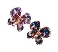 Gogogmee 2pcs Butterfly Hair Clips for Women and Girls Chic Crystal Decor Barrettes Stylish Hair Accessories for Unique Party Looks in Purple and Dark Blue