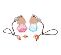 Gogogmee 2pcs Car Perfume Diffuser Pendants Empty Hanging Glass Bottles for Car Interior Decor in Sky Blue and Red