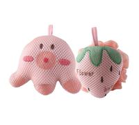 Gogogmee 2pcs Cartoon Bath Loofah Exfoliating Shower Sponges for Women Soft Mesh Body Scrubbers in Pink Strawberry Octopus Rich Lather Bath Puff for Gentle Skin Cleansing and Muscle