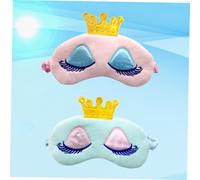 Gogogmee 2pcs Cartoon Cotton Eye Mask with Ice Bag Soft Breathable Sleeping Blindfolds in Blue and Pink Comfortable Light Blocking Eye Covers for Home Travel Rest