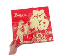 Gogogmee 2pcs Chinese Hanging Wall Calendar Year Horse Feng Shui Scroll with International Holidays Traditional Decor for Home Office Planning and Year Celebration