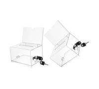 Gogogmee 2Pcs Clear Acrylic Business Card Box with Lock Transparent Donation and Suggestion Box for Charity Metal Sealed Design Capacity Organizer for School Fundraising and Cash Tips