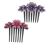 Gogogmee 2pcs Crystal Rhinestone Flower Hair Combs Sparkly Wedding Hair Bun Side Clips for Women Brides Bridal Accessories
