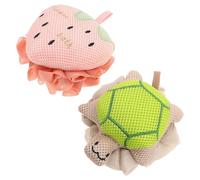 Gogogmee 2PCS Cute Animal Shape Bath Sponge Loofah Gentle Exfoliating Turtle Strawberry Shower Puff with Soft Mesh Rich Body Scrubber for Daily Bathing and Skin Care