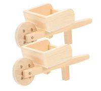 Gogogmee 2Pcs Doll House Miniature Wooden Barrows Models for Garden Realistic Mini Cart Barrows for Miniature Gardens Fairy Worlds Creative Home Decoration