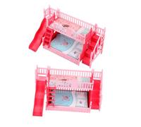 Gogogmee 2pcs Dollhouse Bunk Beds Miniature Furniture for Double-deck Bed Creative Role Play Accessory for Dollhouse Bedroom Family Bonding