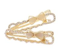 Gogogmee 2pcs Elegant Rhinestone Hairpin Fake Pearl Bow Women Hair Clips for Bangs Fashionable Decorative Hairpin