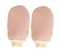 Gogogmee 2pcs Exfoliating Bath Mitten Gloves for Body Scrub Mitts Light Pink Soft Durable for All Skin Types for Neck Shoulders Feet Care