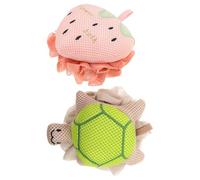 Gogogmee 2PCS Exfoliating Bath Sponge Loofah with Turtle Strawberry Design Cute Mesh Body Scrubber for Gentle Cleansing Portable Bubble Balls for Lightweight Shower Supplies