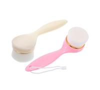 Gogogmee 2Pcs Facial Cleaning Brush Long Handle Soft Artificial Fiber for Deep Cleansing Exfoliating Blackhead Removal Lightweight Portable Face Wash Brush