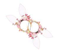 Gogogmee 2pcs Flocked Faux Flower Bunny Ear Headband Cloth Material Floral Crown with Vibrant Design Magical Cosplay Accessory for Halloween Birthday Party Bunny Ear Headwear