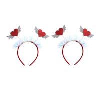 Gogogmee 2pcs Glitter Heart Shaped Sequin Headband Valentine's Day Hair Hoops Adorable Lightweight Hair Accessories for Parties and Festive Celebrations