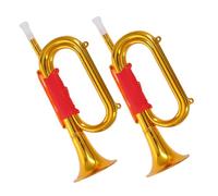 Gogogmee 2pcs Golden Bugle Authentic Plastic Trumpet for Stage Performances School Events Party Cheering Lightweight Musical Instrument for Boys