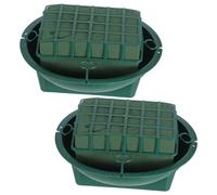 Gogogmee 2pcs Green Floral Foam Blocks with Plastic Plant Pots Flower Mud Fixing Plates Stable Wet Foam Trays for Artificial Arrangements Birthday Wedding Decorations
