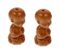 Gogogmee 2pcs Hand-carved Boxwood Buddha Key Chain Pendant Creative Feng Shui Ornament for Car Keys and Bag Decoration Unique Lotus Monk Design Practical Accessory