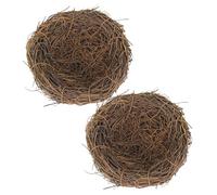 Gogogmee 2pcs Handwoven Rattan Bird Nest Rustic Decorative Resting Place for Parakeets Indoor Outdoor Garden Ornament Natural Woven Vine Nest for Birds