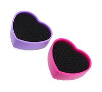 Gogogmee 2pcs Heart Shaped Silicone Brush Cleaning Case for Makeup Tools Portable Eye Shadow Brush Cleaner Sponge Travel Friendly Lightweight Design Makeup Mark Removal