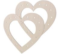 Gogogmee 2pcs Heart Shaped Wooden Floral Frame Forms Natural Beige Wreath Frame Large Not Easy to Deform for DIY Crafts Balcony Decoration Easter Thanksgiving Valentine