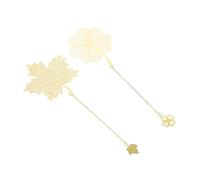 Gogogmee 2Pcs Hollow Metal Bookmarks with Tassel Lightweight Leaf and Clover Design Page Markers Decorative Book Accessories for Library Office Home Reading