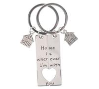 Gogogmee 2Pcs Home Metal Keychain with House Pendant Stainless Steel Key Holder for Housewarming Gifts Lightweight Decorative Keyrings for Anniversary and Holiday Celebrations