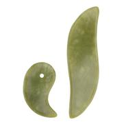 Gogogmee 2Pcs Jade Gua Sha Board for Face Massage Multi Function Natural Jade Scraping Tool Comfortable Grip for Skin Firming and Relief Healthy Family and Friends