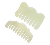 Gogogmee 2pcs Jade Gua Sha Comb Set for Scalp Massage Portable Jade Comb for Body Relaxation Gua Sha Scraping Tool for Hair Care