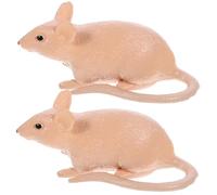 Gogogmee 2Pcs Lifelike Elastic Mouse for Educational Animal Cognitive Play Funny Fake Rat for Halloween Party Realistic Cat Teasing Plaything for Boy Girl Learning Development