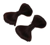 Gogogmee 2Pcs Light Brown Bowknot Wig Clips with Faux Hair Double Bun Holders Duckbill Hair Clips for Women Party Styling