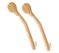 Gogogmee 2Pcs Long Handled Shower Brush for Body Exfoliation and Back Cleaning Massage Tool for Seniors and Disabled Durable and Versatile Bath Brush Khaki