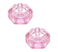 Gogogmee 2Pcs Manicure Glass Cups with Lid for Nail Art Powder and Liquid Holding Crystal Hexagonal Bowls for Mixing Nail Salon Supplies