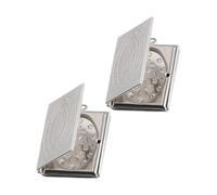 Gogogmee 2Pcs Mini Bible Book Stainless Steel Photo Box DIY Accessory Keychain Pendant for Christian Decor Portable Lightweight Craft Supplies for