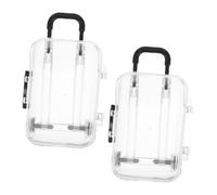 Gogogmee 2pcs Mini Suitcase Party Favor Boxes Travel Storage Organizer Semi Transparent Compact Luggage for Bridal Shower Decorations and Dollhouse Accessories