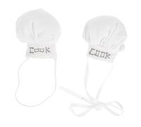 Gogogmee 2pcs Miniature Doll Chef Hats with Elastic and Ribbon Tiny Cook Caps for Stuffed Animals Cotton Doll Dress-up Creative Kitchen Role Play Accessories for Miniature Baking Scenes