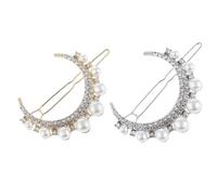 Gogogmee 2pcs Moon Hairpins Rhinestone Bobby Pins with Artificial Pearl Alloy Lightweight Hair Barrettes Keeps Hairstyle Adds Elegance Assorted Colour for Banquet and Thanksgiving