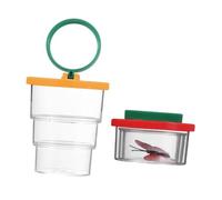 Gogogmee 2pcs Multifunctional Insect Observation Boxes Magnification Portable Abs Bug Viewer Kits for Outdoor Science Exploration Colorful Red and Yellow Spectate Cups