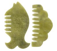 Gogogmee 2Pcs Natural Jade Gua Sha Combs Portable Head Acupoint Massage Tools for Scalp Circulation Headache Relief and Facial Muscle Stimulation Durable and Practical Design for Home and