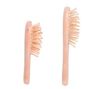 Gogogmee 2pcs Natural Wooden Hair Brush Paddle Comb Cushion Massager with Ergonomic Handle Scalp Relaxing Orbicular Tips Medium Large for Home and Hotel Use Random Color