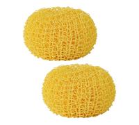 Gogogmee 2pcs Non-Scratch Round Dish Pads Fiber Sponge Scrubber Balls for Kitchen Cleaning Reusable Mesh Scourers Creative Cartoon Shape No Hair Shedding