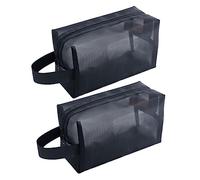 Gogogmee 2pcs Outdoor Travel Toiletry Bag Mesh Storage Bags Portable Zipper Closure Design for Makeup and Cosmetic Organization During Travel